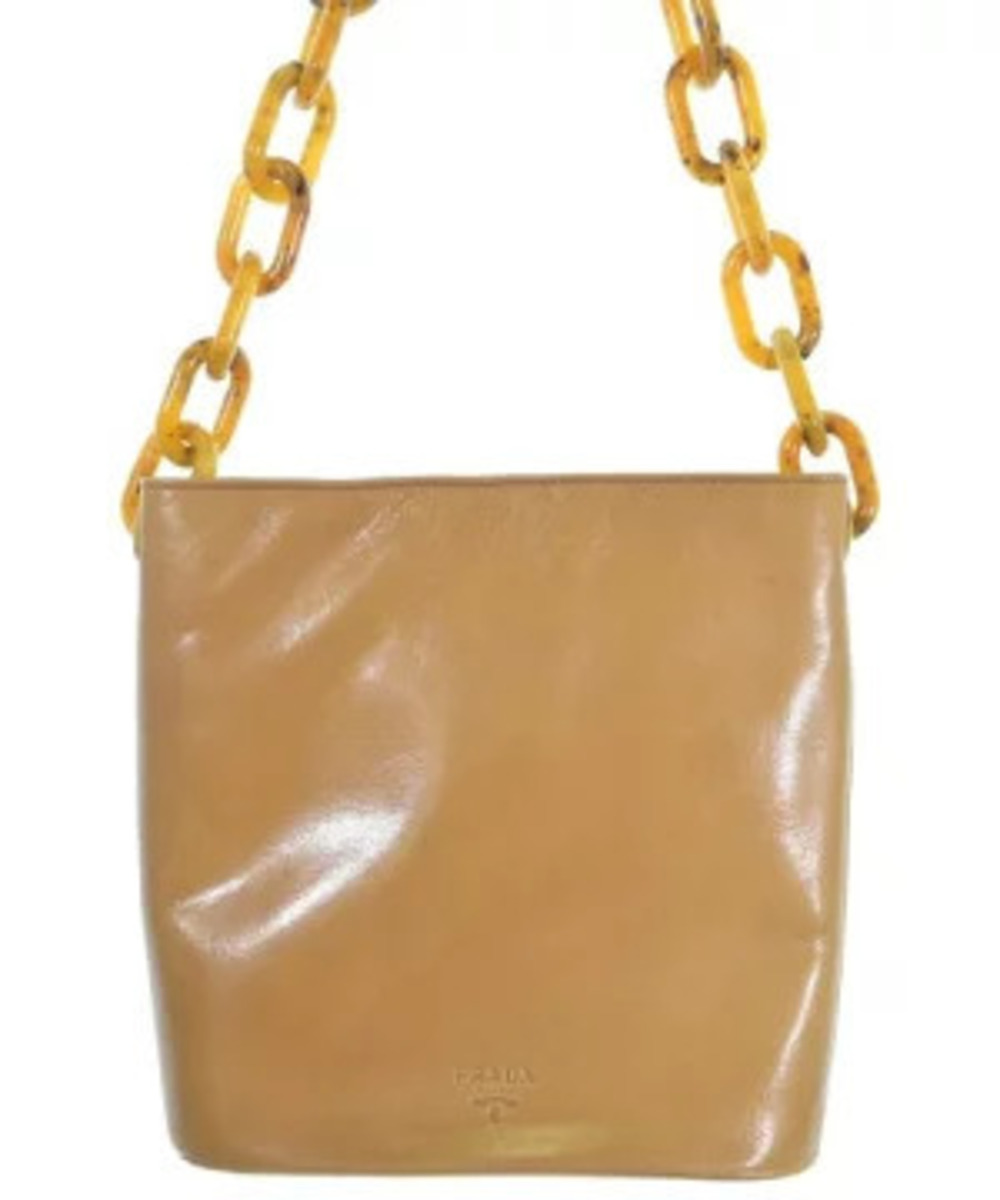 Prada leather shoulder bag hue chunky tortoiseshell chain Brown